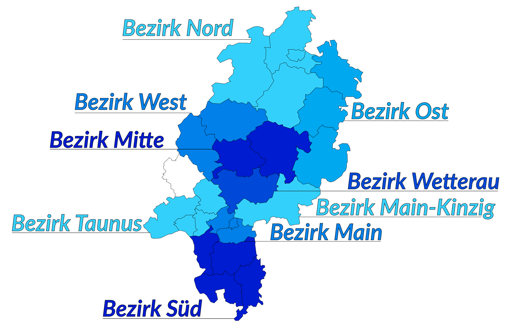 Karte der hessischen Landkreise